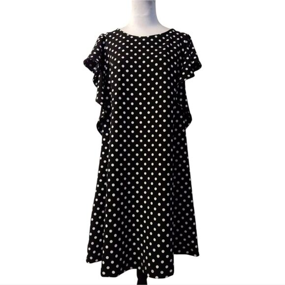 Lane Bryant black & white polka dot dress Flutter sleeves plus‎ size 18 20 2X - Picture 1 of 5